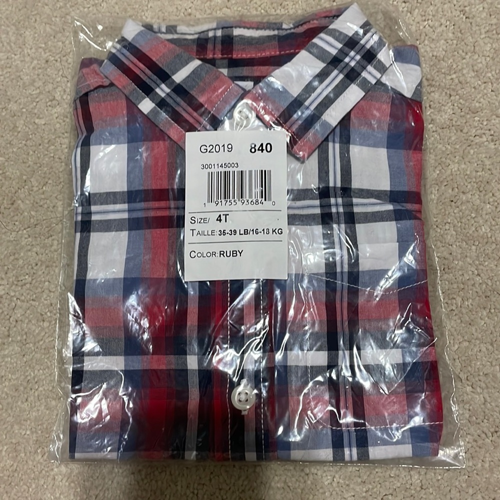 New childrens place boys plaid button up